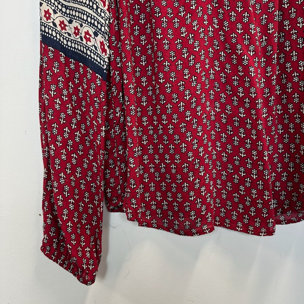 Lucky Brand Red Floral Petaluma Peasant Blouse - Picture 3 of 14
